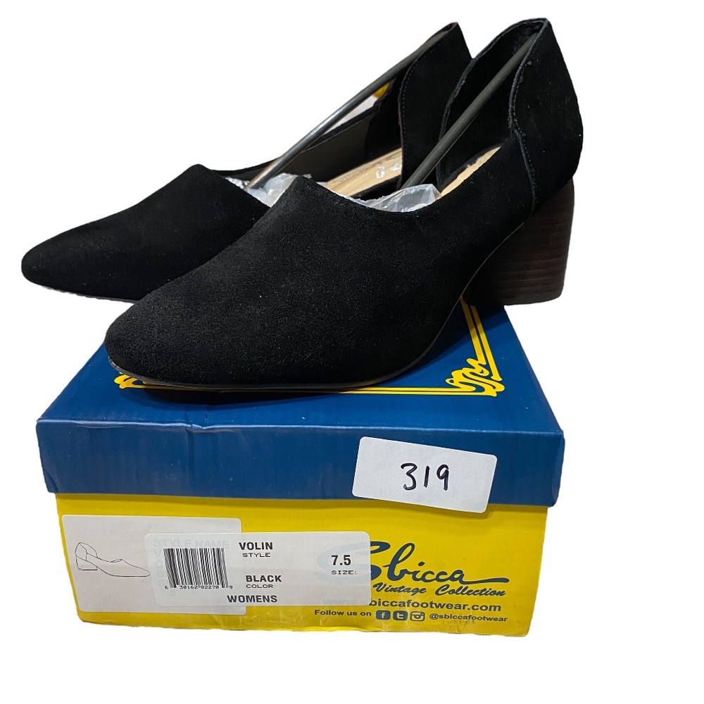 Sbicca Women's 7.5 Black D'orsay Heels Block Heel Leather Upper Classy New